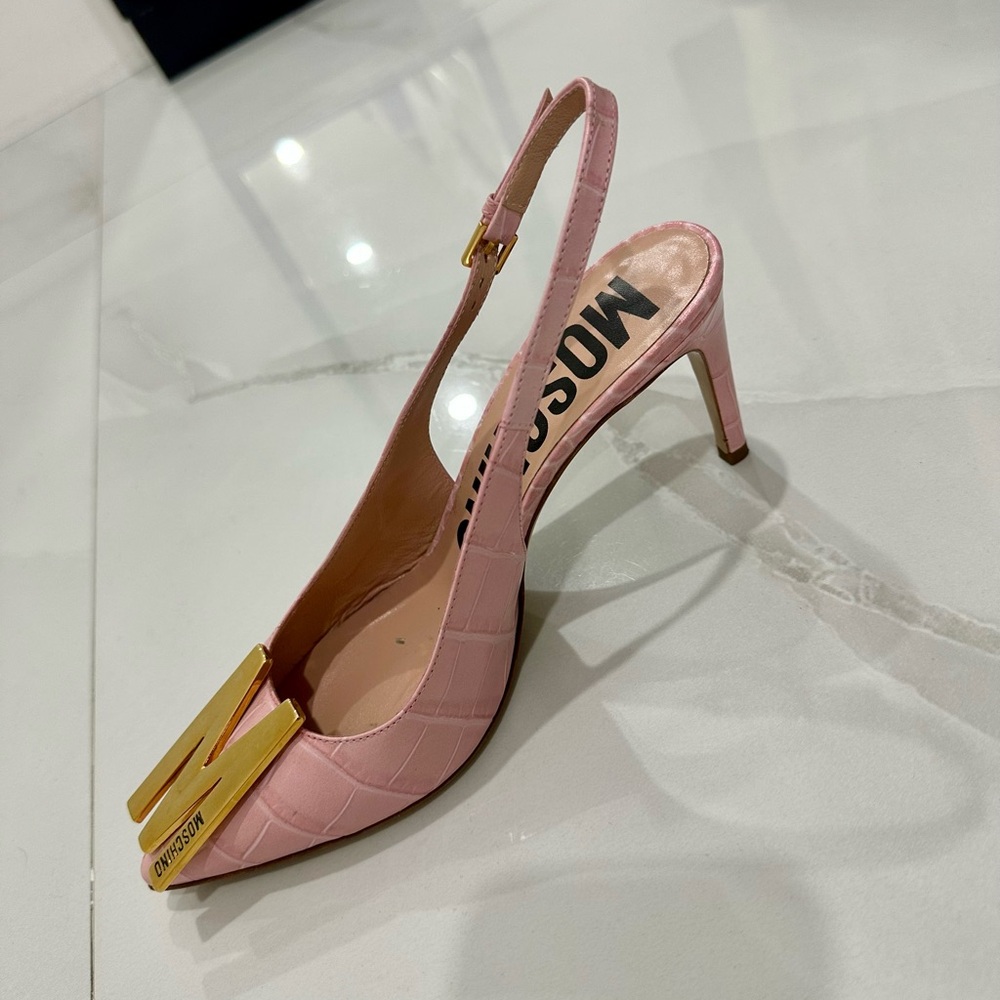 Moschino Pink Slingback Heels with Gold Accent - Picture 2 of 2